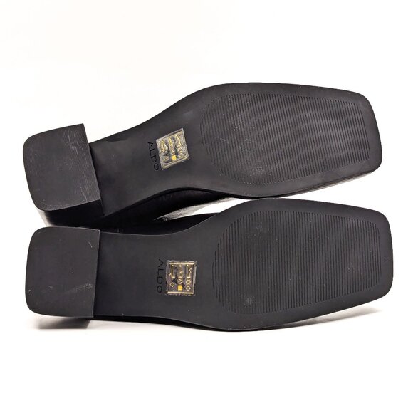 Aldo Women Ruth Black Leather Vintage Retro Square Toe Chelsea Boots size 8.5 - Picture 8 of 11